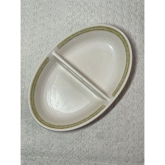 Franciscan Hacienda Green Oval Divided Vegetable Serving Bowl Dish - Picture 1 of 7